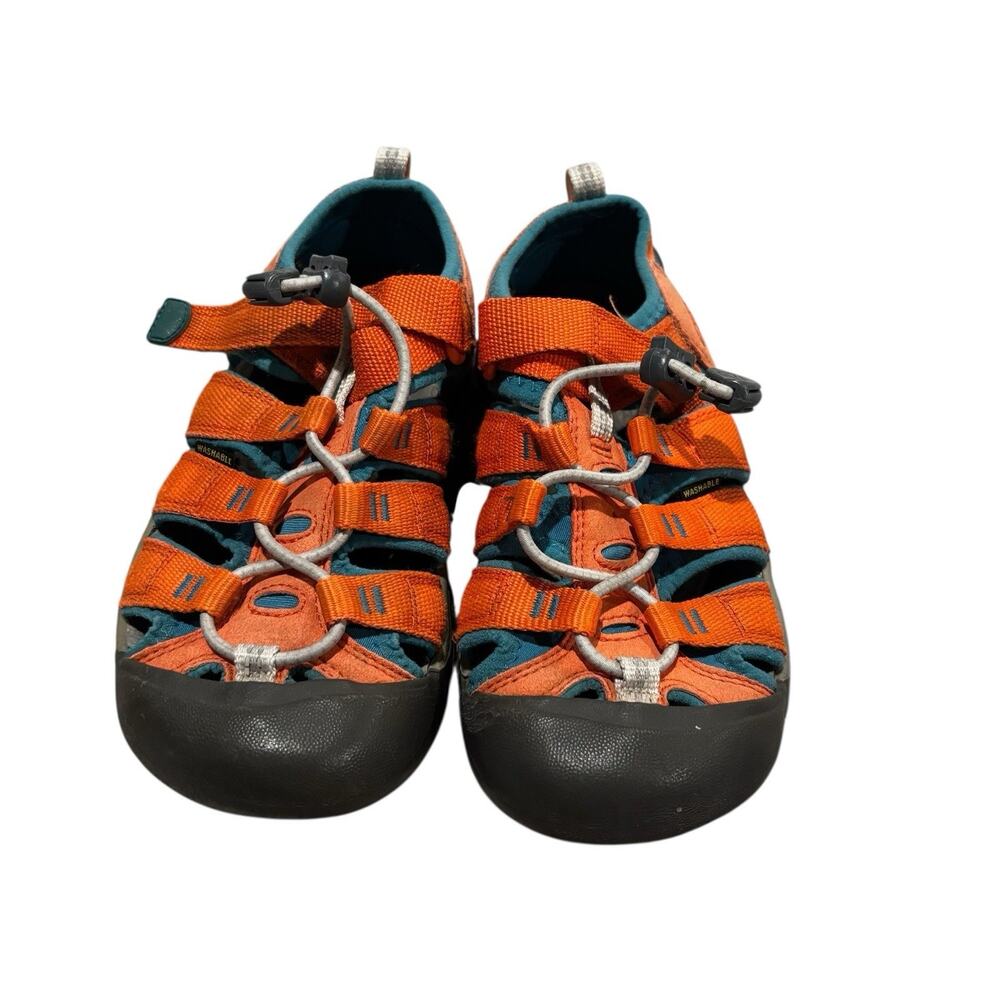 KEEN Newport H2 Closed Toe Water Sandals Safety Orange & Fjord Blue size 1